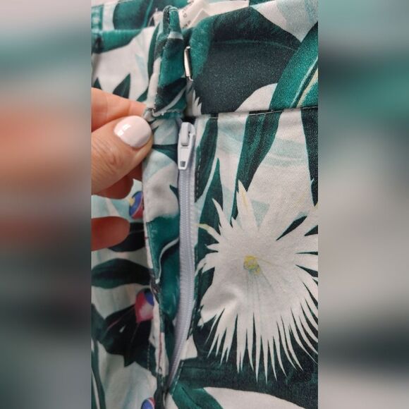 ANNA CLOVER x H&M Tropical Botanical Print Pants Sz 10 - Picture 5 of 8